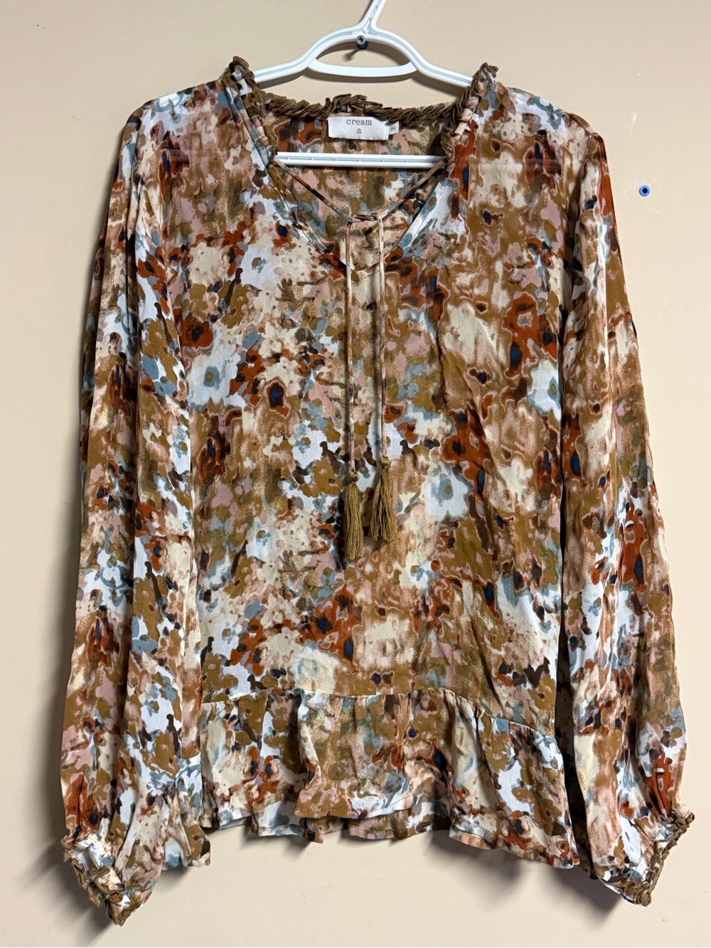 NWOT Cream Floral Peplum Blouse 
Size 44 or XL